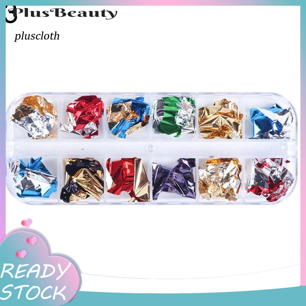 Hộp 12 Ô Lá Vàng Lấp Lánh Trang Trí Móng Tay