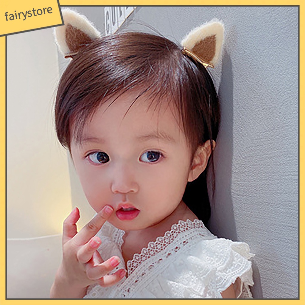 Set 10 Kẹp Tóc Hình Tai Mèo Có Răng Nhỏ Co Giãn Chống Trượt Màu Sắc Tương Phản Trang Trí Biểu Diễn Cho Bé Gái