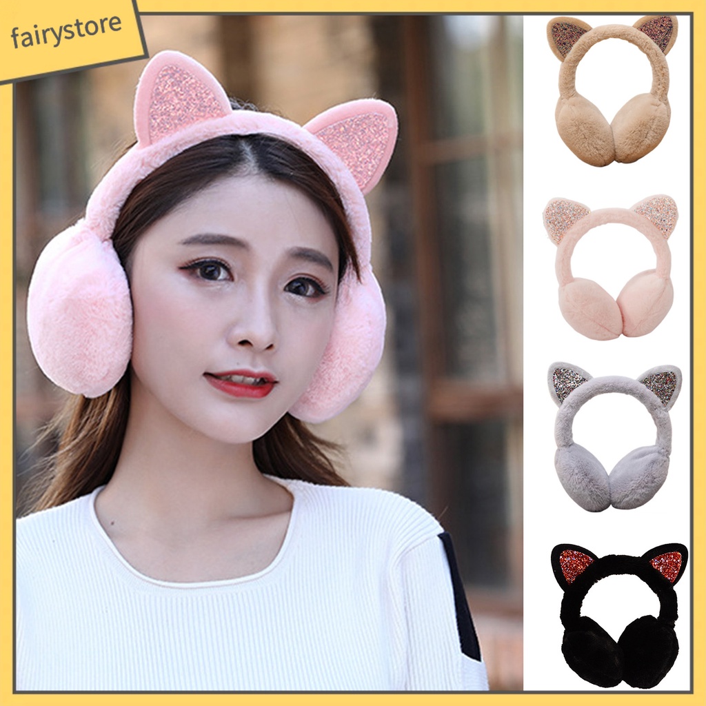 Chụp Tai Làm Ấm Tai Chống Gió Mùa Đông Đính Kim Sa Lấp Lánh