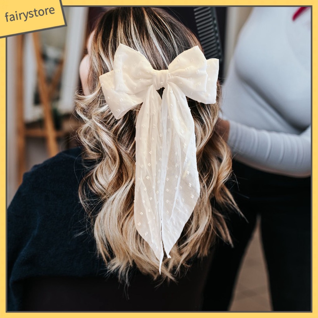Kẹp Tóc Nơ Phối Dây Ruy Băng Tua Rua Chống Trượt Trang Trí Tóc Cho Nữ