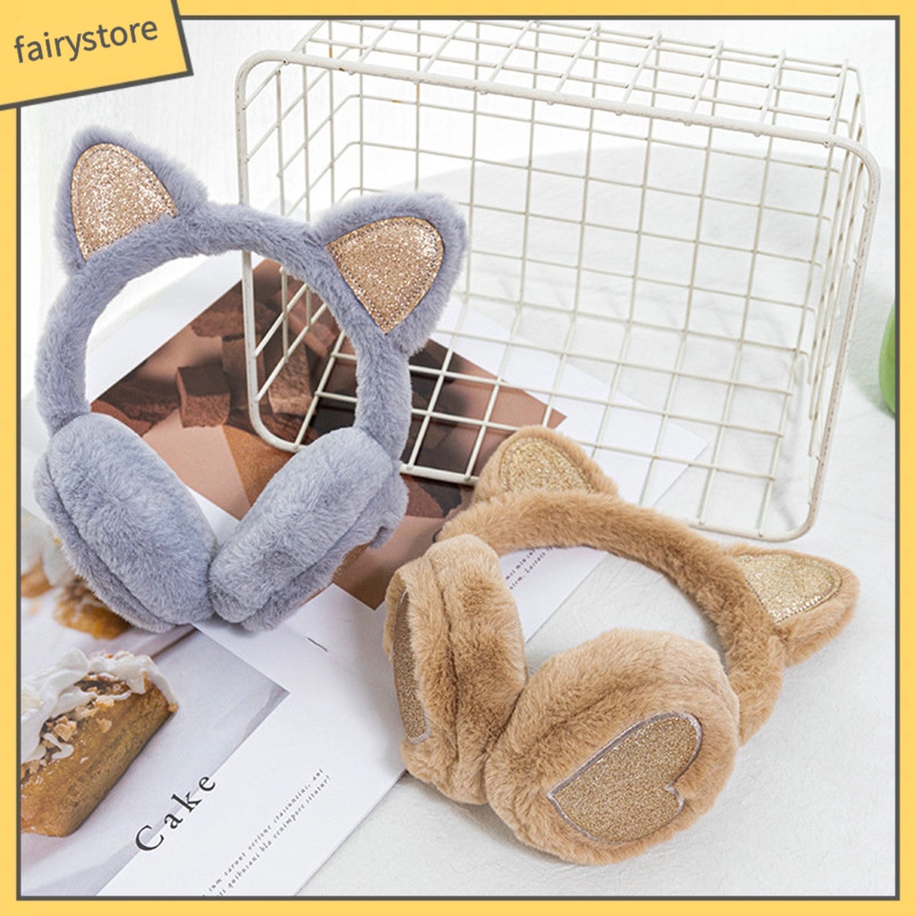 Chụp Tai Giữ Ấm Mùa Đông Bằng Lông Nhung Mềm Mại Họa Tiết Trái Tim Phong Cách Hàn Quốc