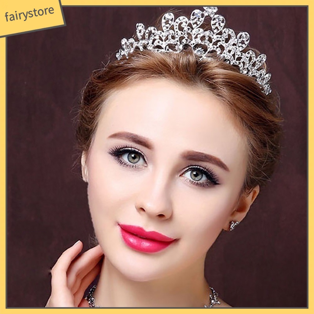 Cài Tóc Hình Vương Miện Đính Đá Lấp Lánh Sang Trọng Cho Cô Dâu