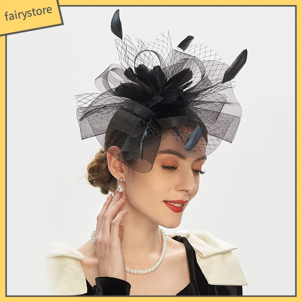 Băng Đô Cài Tóc Đính Lông Vũ Thời Trang Cho Cô Dâu