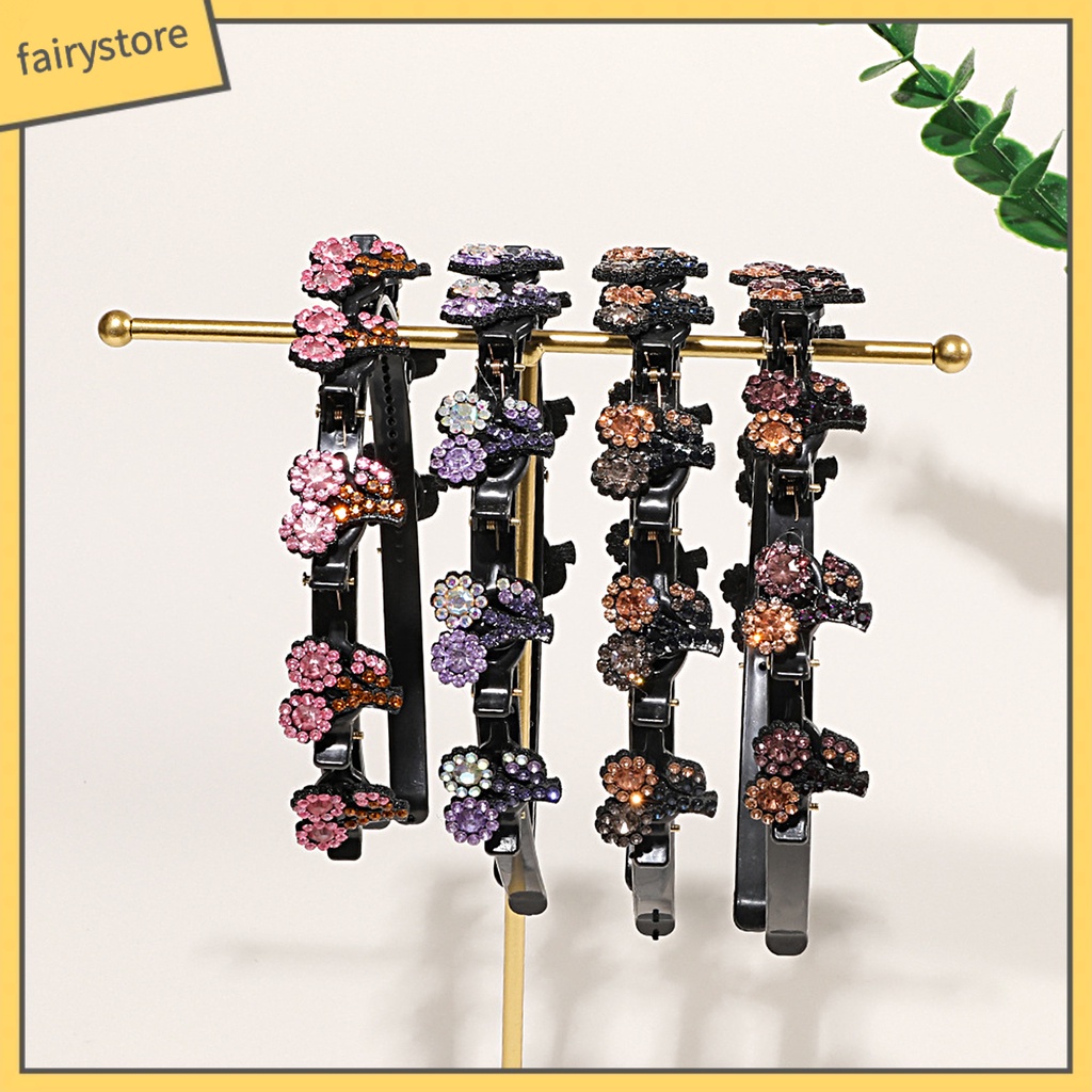 Cài Tóc Hình Cánh Hoa Đính Đá Lấp Lánh Chống Trượt Hai Lớp Dành Cho Nữ