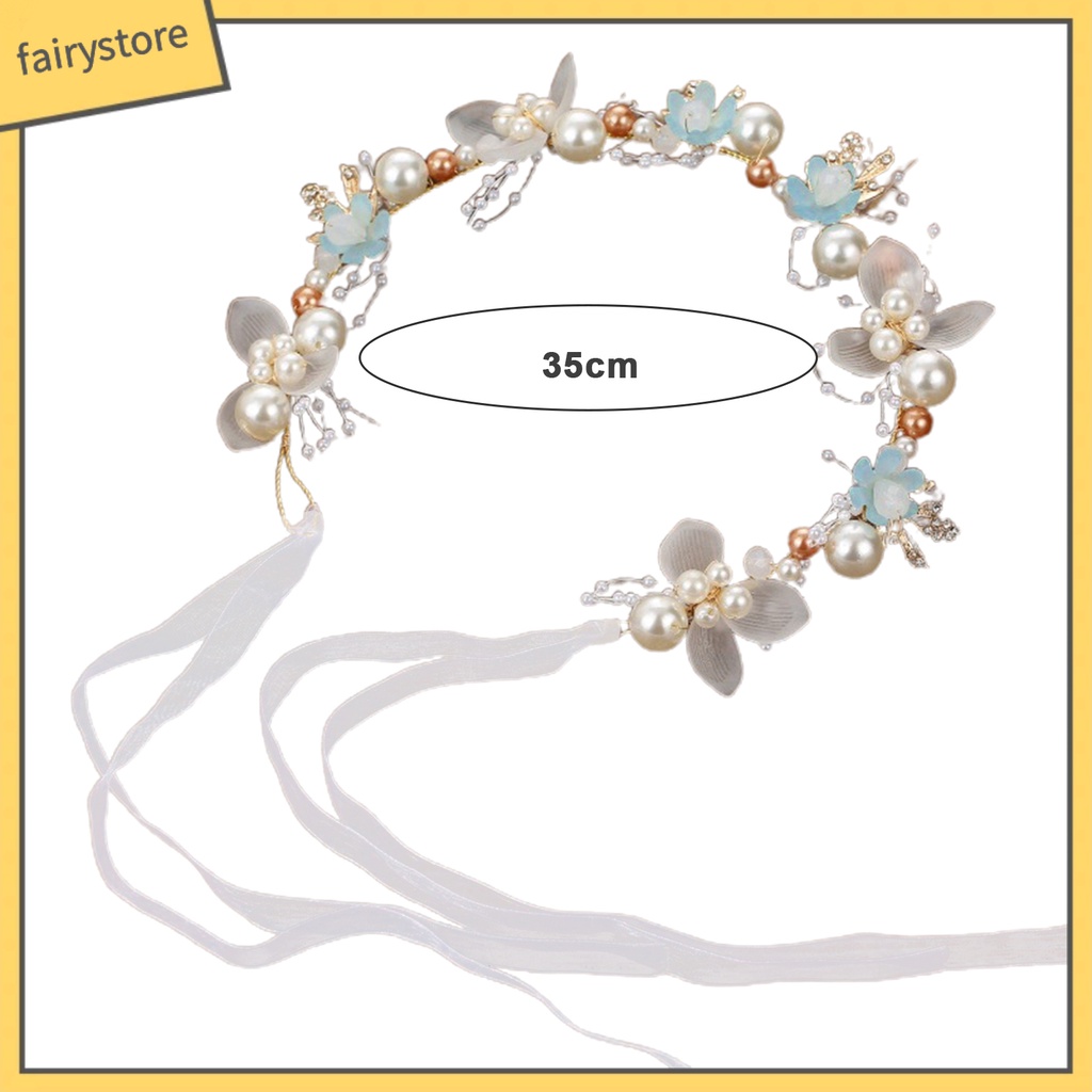 Băng Đô Cài Tóc Hình Vương Miện Công Chúa Đính Hoa Lá Dây Ruy Băng Co Giãn Điều Chỉnh Được Chống Trượt Cho Bé Gái