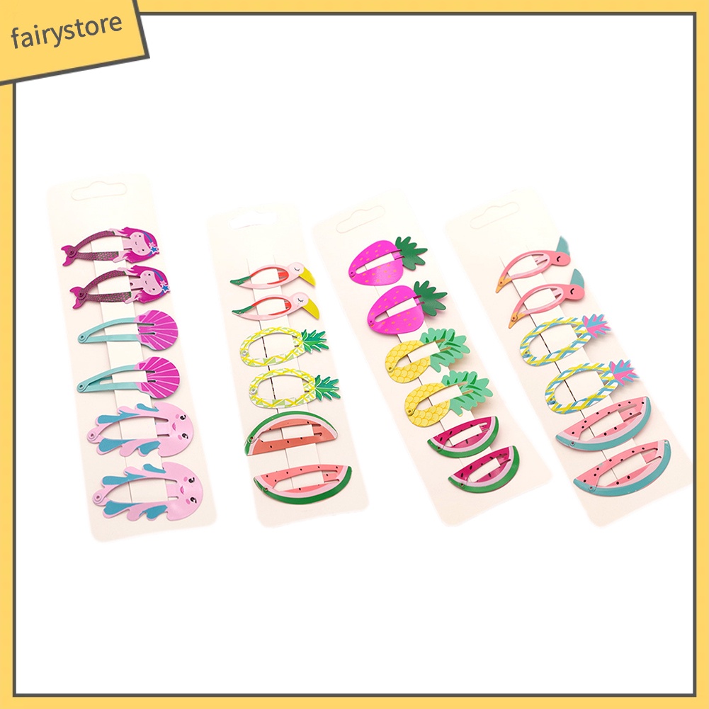 Set 6 Kẹp Tóc Hoạt Hình Xinh Xắn Cho Bé Gái