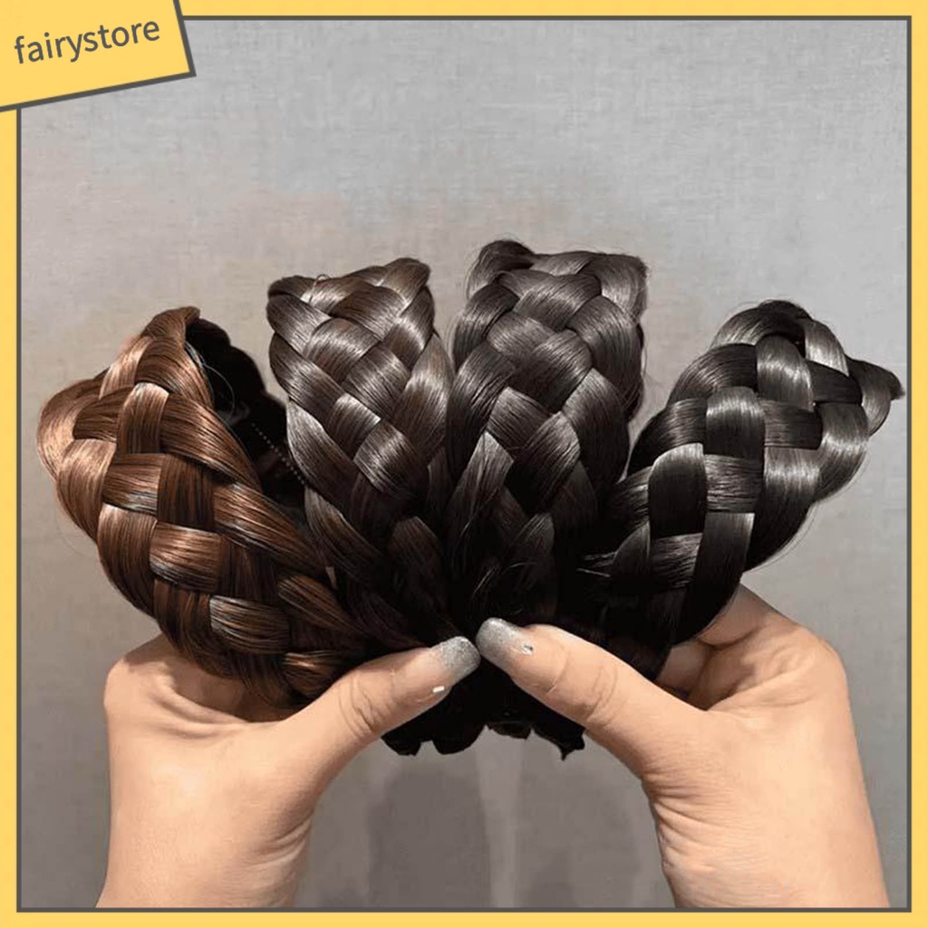 Băng Đô Cài Tóc Giả Thắt Bím Bằng Acrylic Co Giãn Tốt Thời Trang Cho Nữ