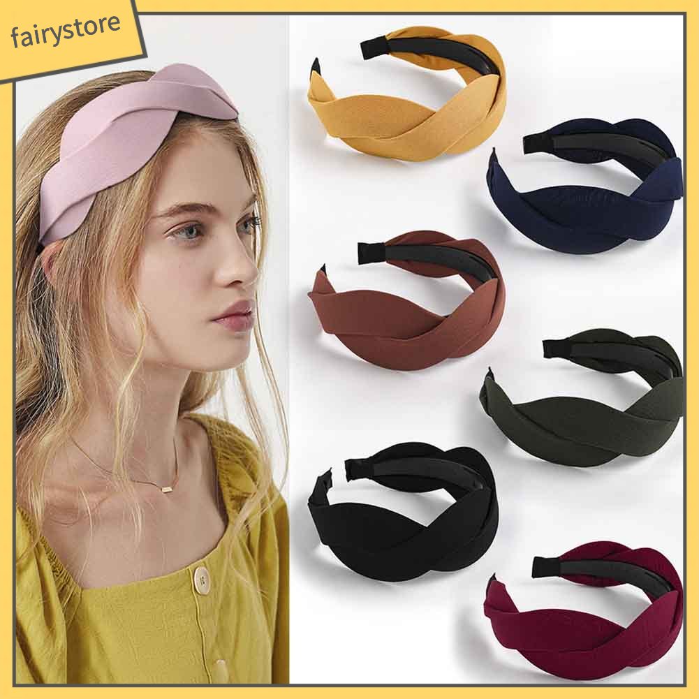 Băng Đô Cài Tóc Màu Trơn Họa Tiết Gợn Sóng Thời Trang Dành Cho Nữ