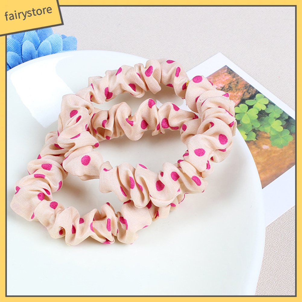 Set 10 Dây Cột Tóc Co Giãn Hoạ Tiết Chấm Bi Dễ Thương Cho Nữ