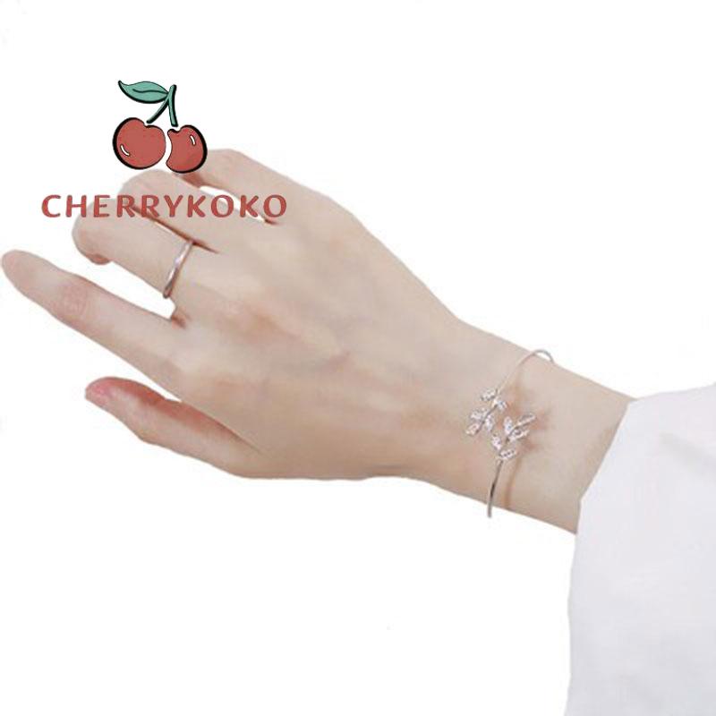 🍒🍒CHERRYKOKO Vòng tay hở hình chiếc lá thời trang Hàn Quốc cho nữ