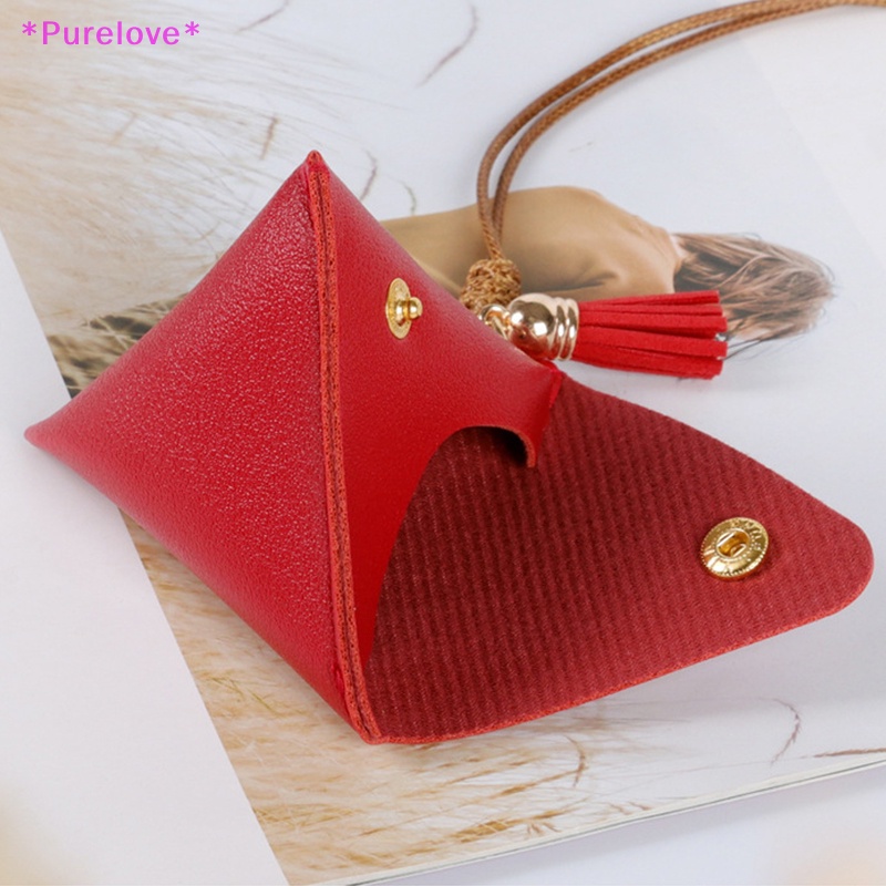 Ví Đựng Tiền Xu Bằng Da Hình Tam Giác Nhỏ Xinh Thời Trang Cho Nữ Mới