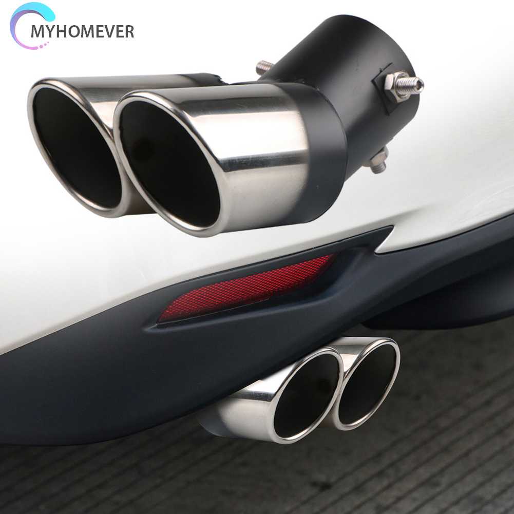 Ống Xả Xe Hơi Hai Đầu Ra Màu Đen + Bạc