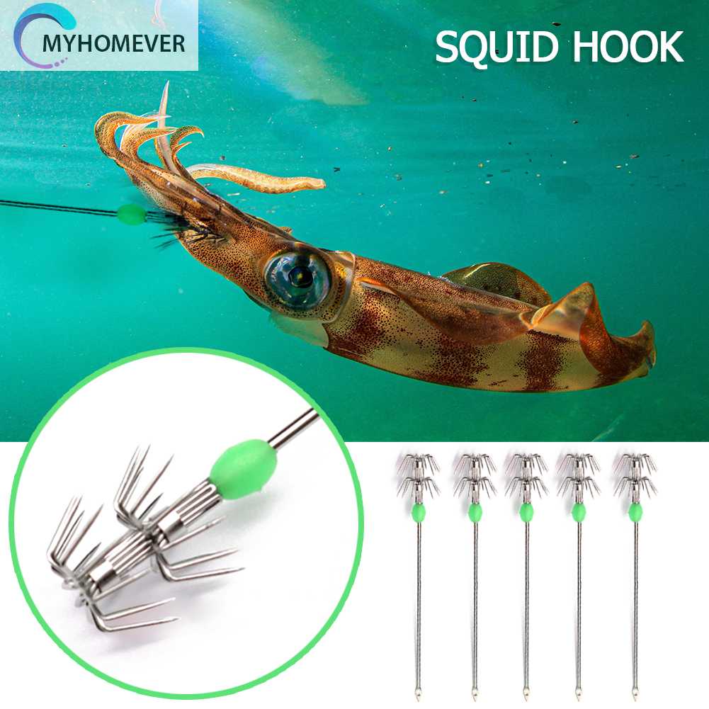 Bộ 10 Chiếc Móc Câu Hình Con Mực Phát Sáng Trong Bóng Tối