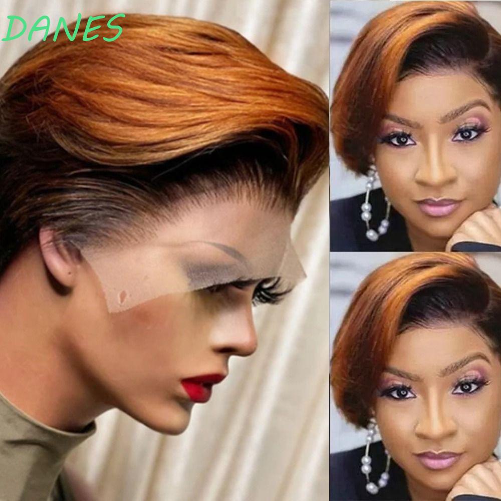 Tóc Giả Bob Thẳng Chất Lượng Cao Màu Nâu Pixie Tự Nhiên Cho Nữ