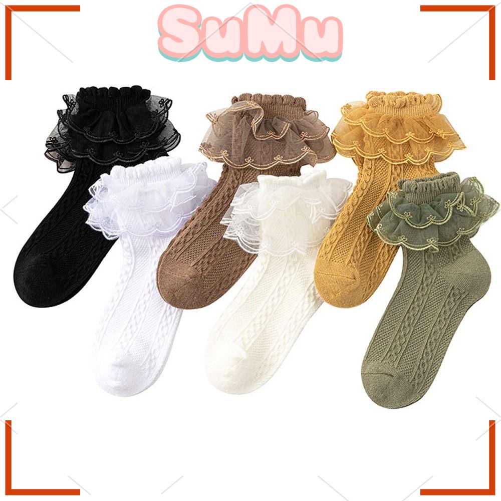 Đôi Vớ Cotton Ren Cổ Thấp Thời Trang Dành Cho Nữ