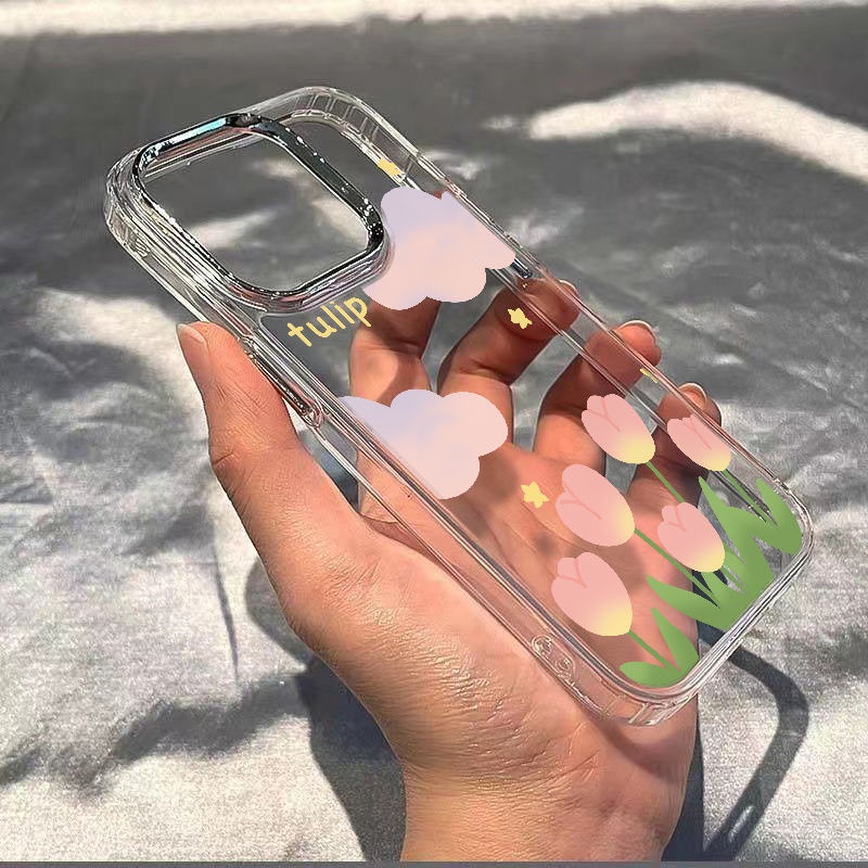 ✅Ốp Điện Thoại Mềm Chống Sốc Họa Tiết Hoa Tulip Cho Apple Iphone 12711In Style / 14pro 8P 13max RU4R