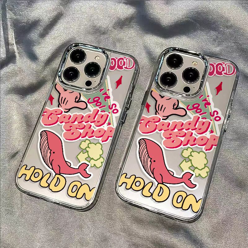 ✅Ốp Điện Thoại Dẻo Màu Hồng In Họa Tiết Cá Voi Đơn Giản Chống Sốc Cho Apple Iphone 14Promax 12 11 / Plus 13 87