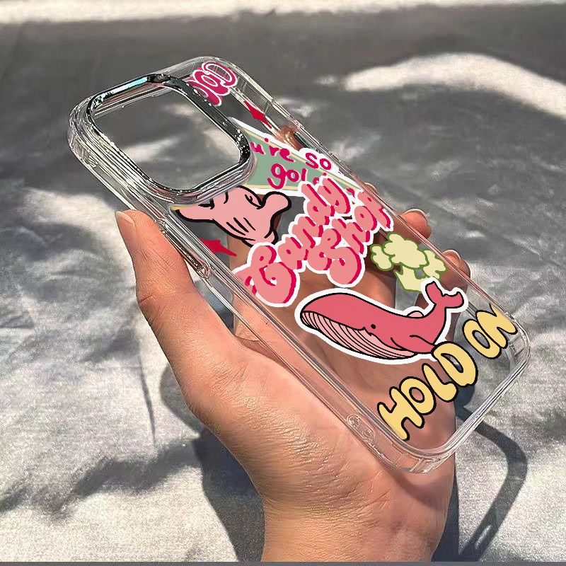 ✅Ốp Điện Thoại Dẻo Màu Hồng In Họa Tiết Cá Voi Đơn Giản Chống Sốc Cho Apple Iphone 14Promax 12 11 / Plus 13 87