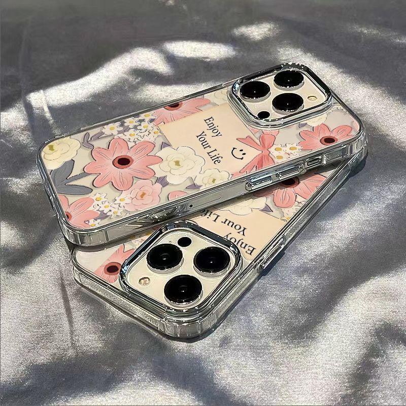 ✅Ốp Điện Thoại Mềm Chống Sốc Họa Tiết Hoa Đơn Giản Có Ngăn Đựng Thẻ Cho iPhone12plus14promax 117 / 813