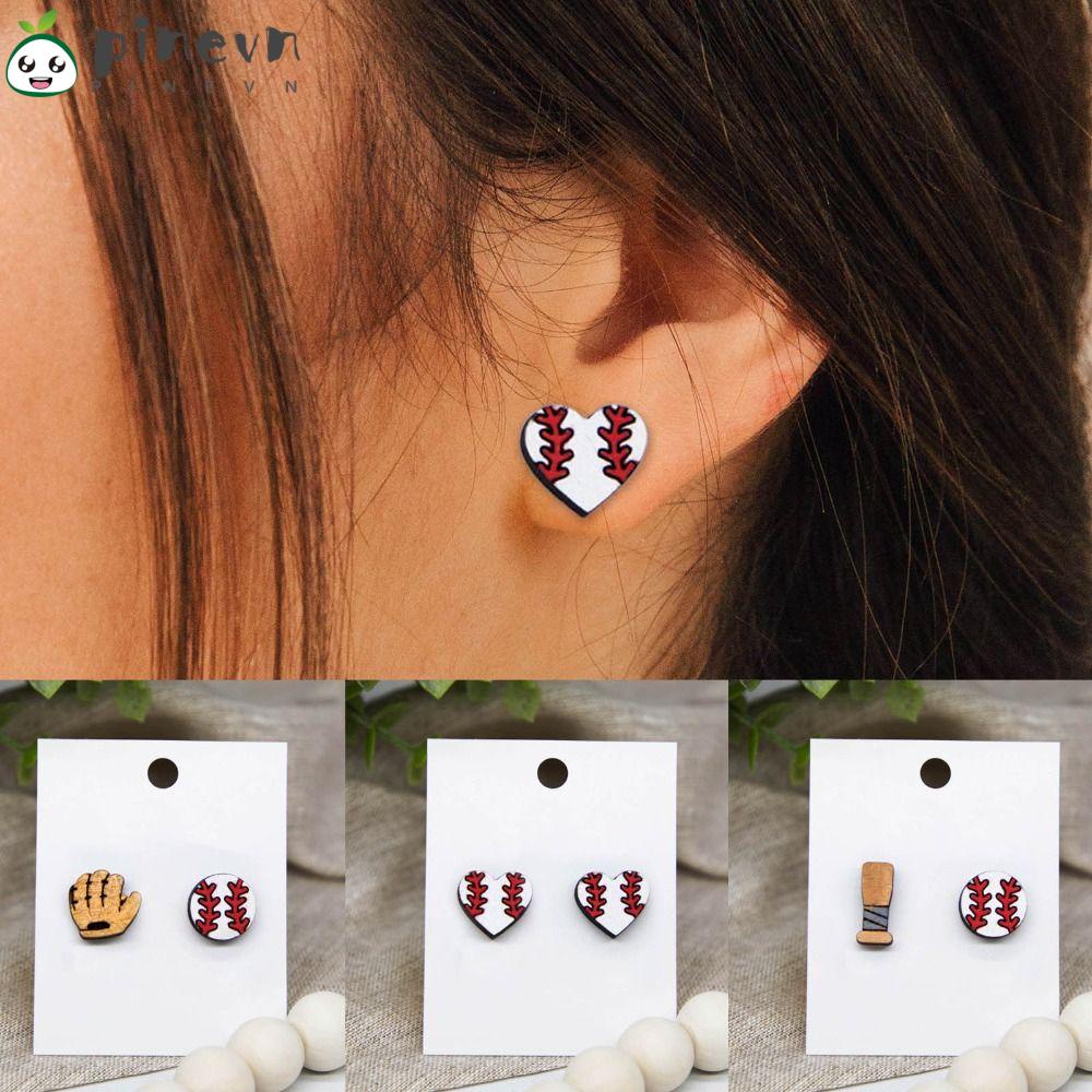 Bông Tai Hình Găng Tay Bóng Chày Bằng Gỗ Nhiều Màu Dễ Thương