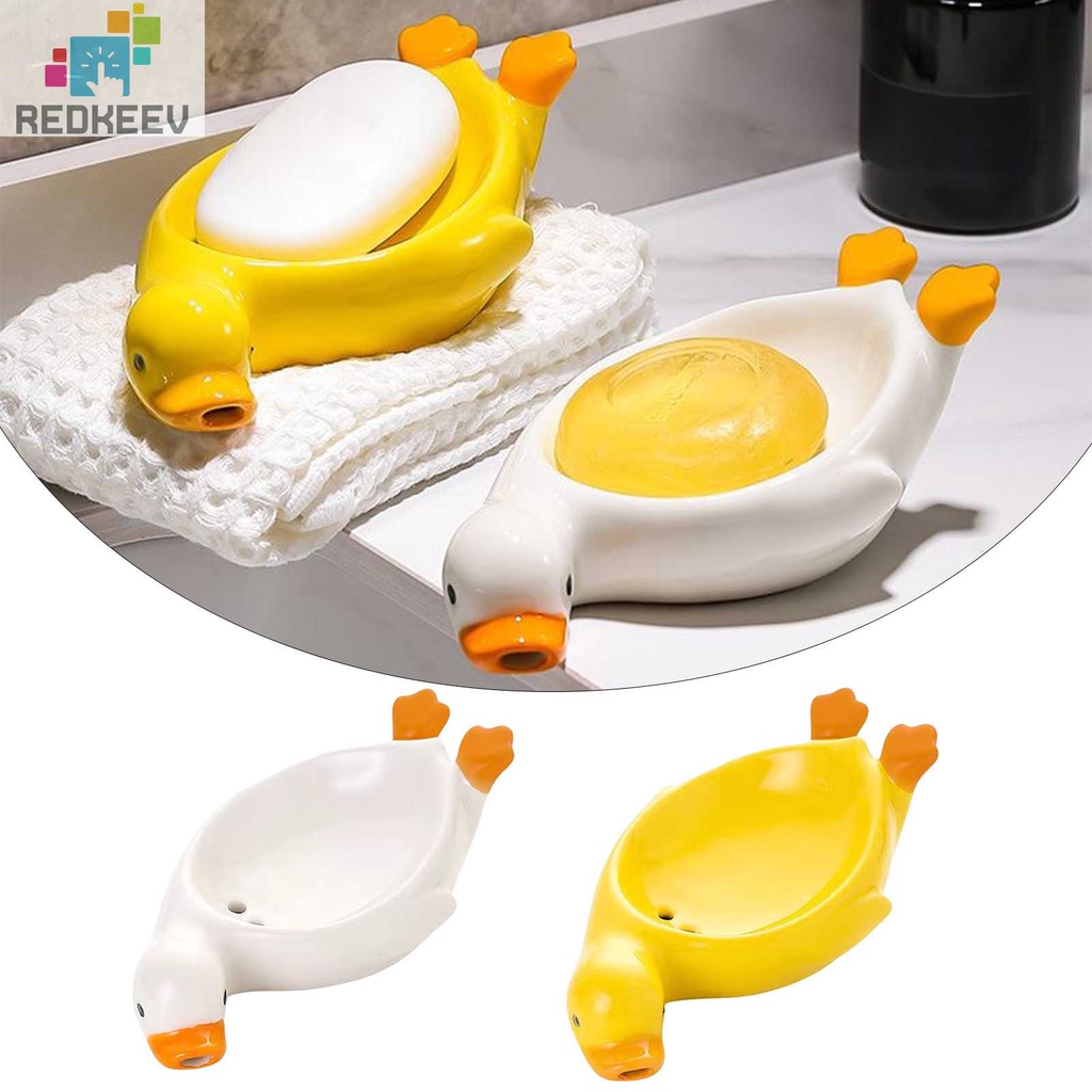 Khay Đựng Xà Phòng Bằng Sứ Hình Vịt Có Thể Ráo Nước Sắp Xếp Gọn Gàng Cho