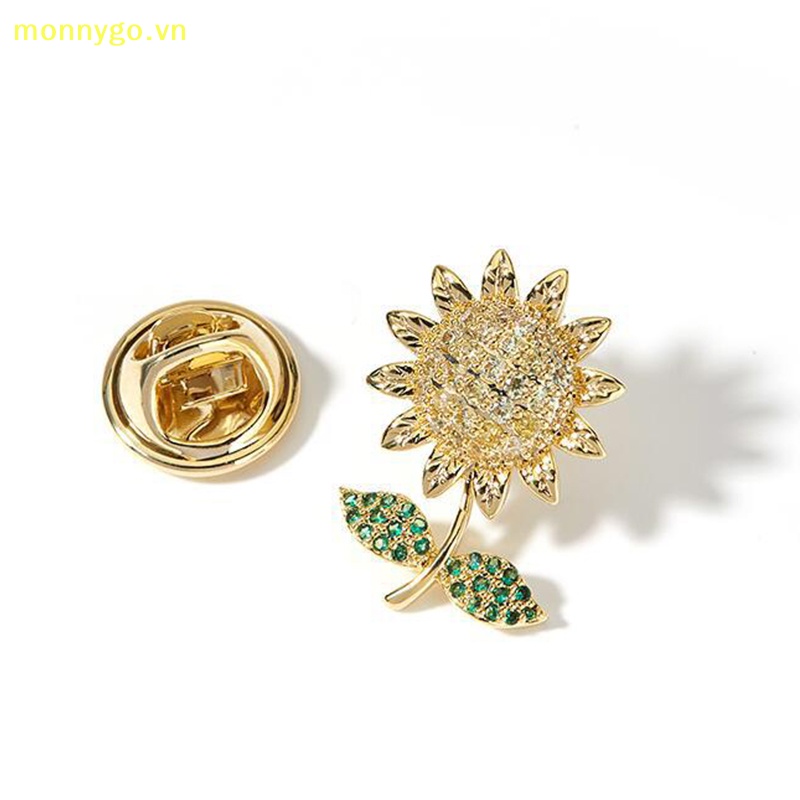 Monnygo trendy shiny rhinestone sunflower brooches anti-light buckle brooch vải cố định ghim nhỏ trang trí đường viền cổ áo phụ kiện mùa hè vn