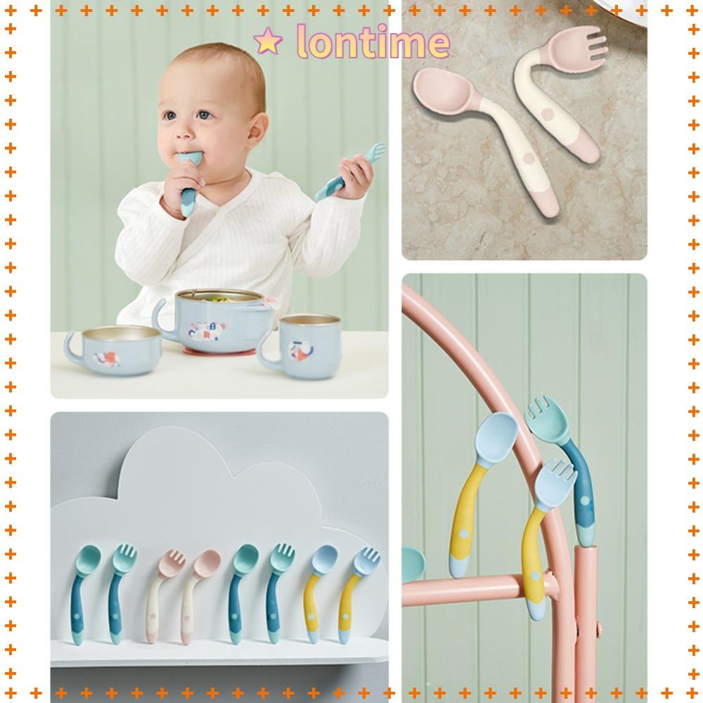 Bộ Muỗng Nĩa Bằng Silicone Cho Bé Tập Ăn