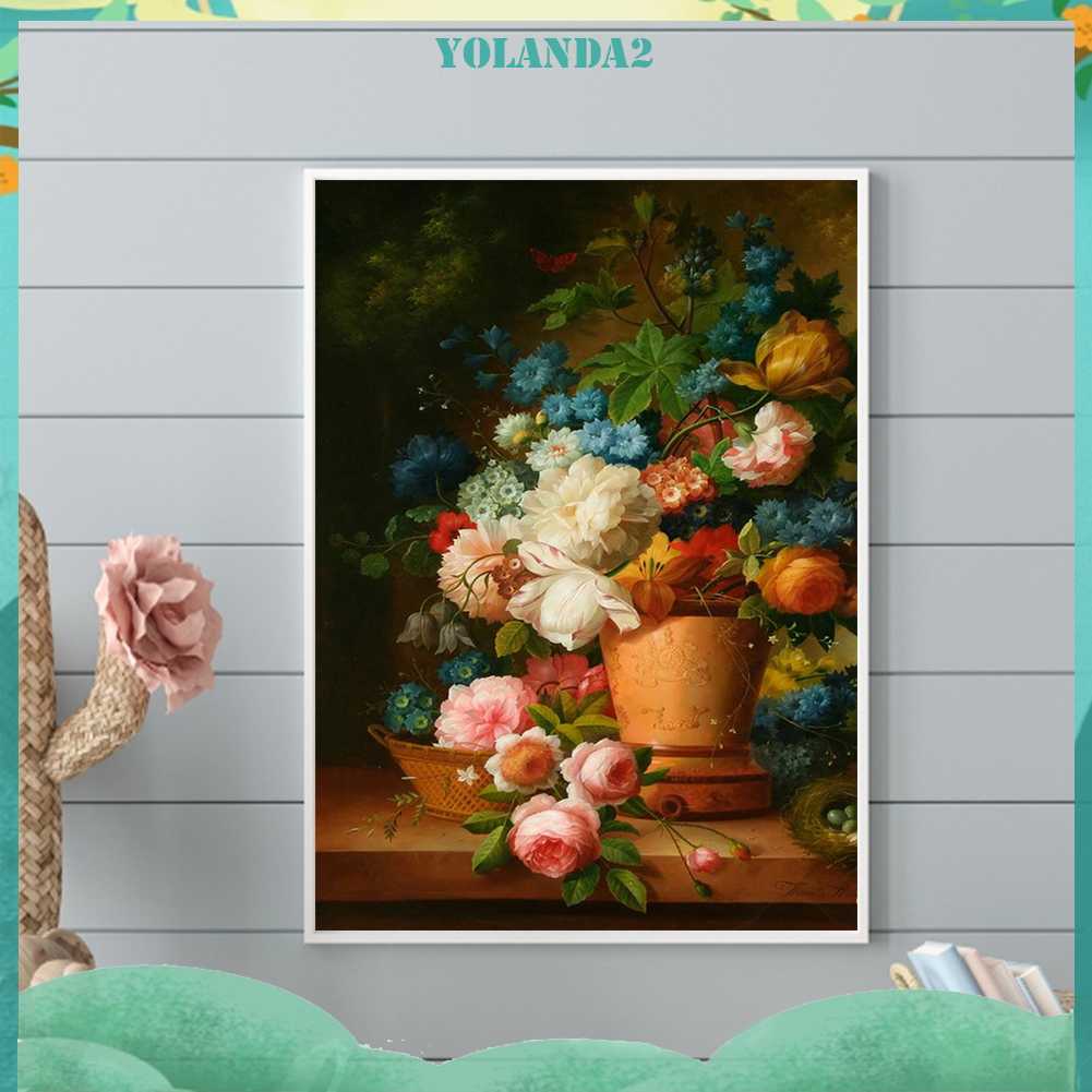 Tranh Đính Đá Kim Cương Toàn Bộ 5D DIY Hình Vẽ Hoa Trang Trí Nhà Cửa