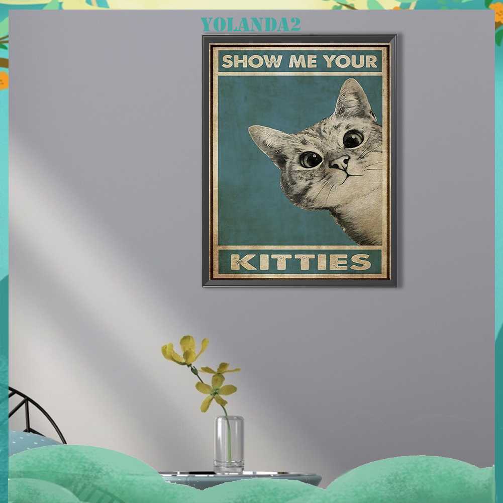 Tranh Đính Đá Kim Cương Toàn Bộ 5D DIY Hình Vẽ Mèo Trang Trí Nhà Cửa