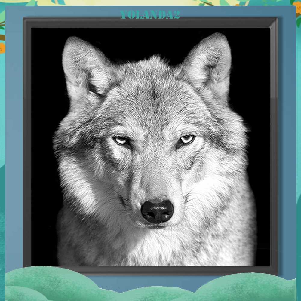 Tranh Đính Đá Kim Cương Toàn Bộ 5D DIY Hình Vẽ Sói Trang Trí Nhà Cửa