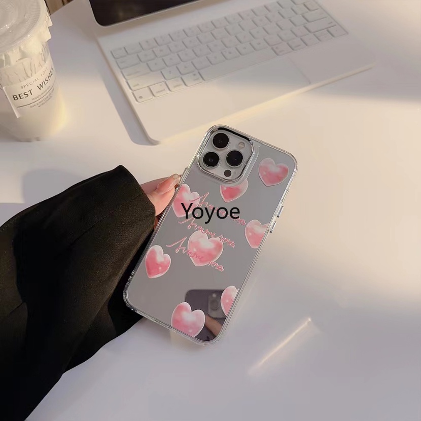 Ốp Điện Thoại Silicon Dẻo Trái Tim Màu Hồng Mạ Điện Sang Trọng Cho iPhone 14 Plus 13 12 11 Pro Max