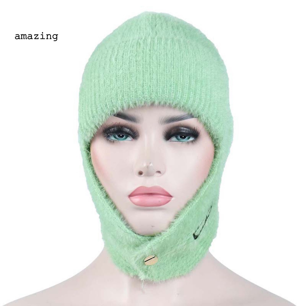 Mũ Len Beanie Dệt Kim Thoáng Khí Bảo Vệ Tai Màu Sắc Tươi Sáng Thời Trang Mùa Đông Cho Nữ