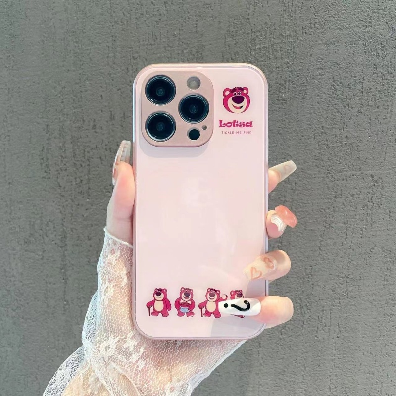 Ốp Điện Thoại Mặt Kính Họa Tiết Gấu Dễ Thương Cho Iphone 14 13 12Pro 11 8plus X Xsmax