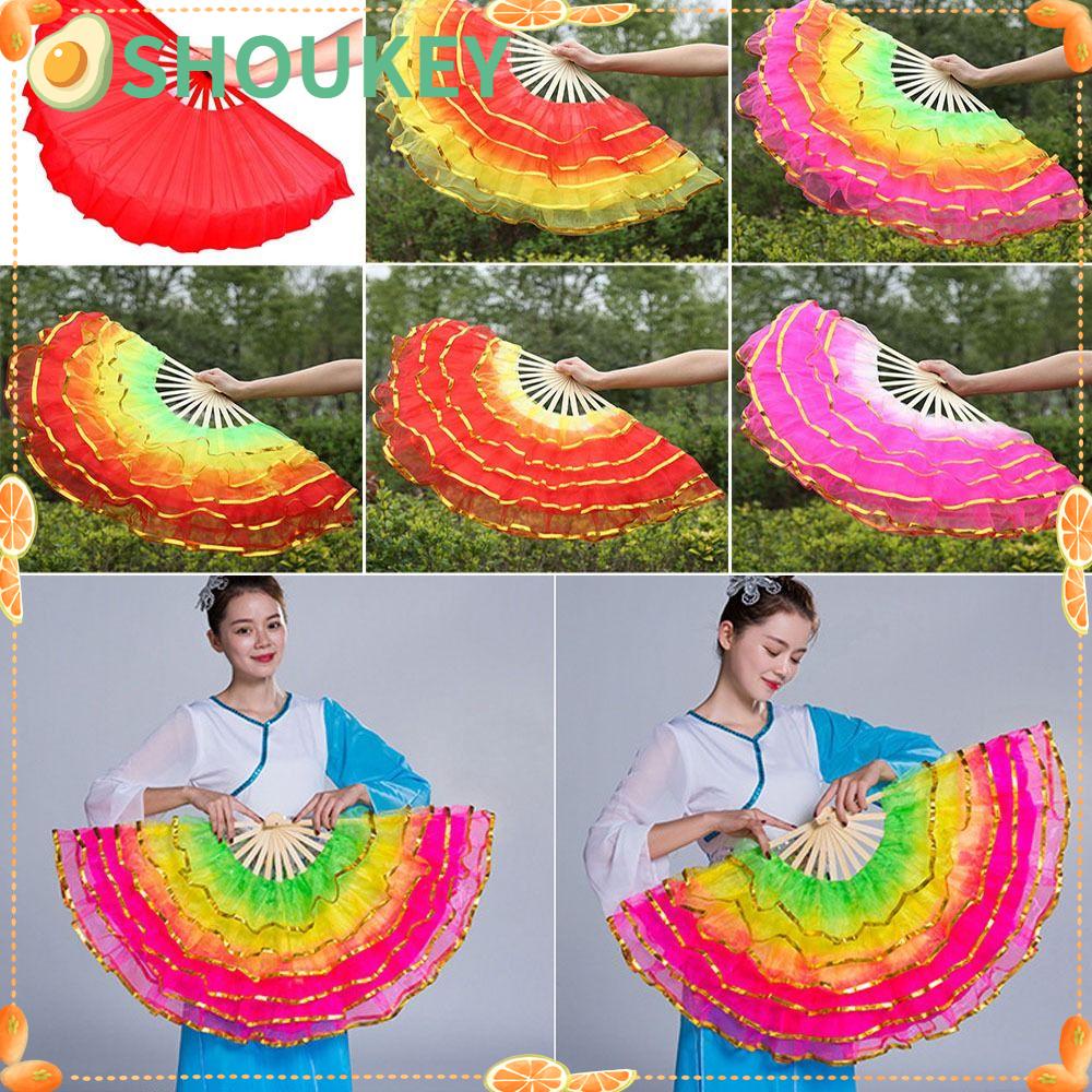 Quạt Múa Bụng SHOUKEY Bằng Lụa Nhiều Kiểu Màu Sắc Tuyến Tính