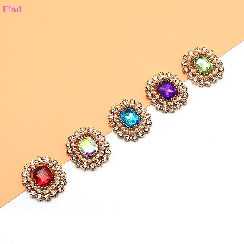 Bộ 2 Nút Hợp Kim Hình Vương Miện Đính Đá Dùng Làm Trang Sức DIY