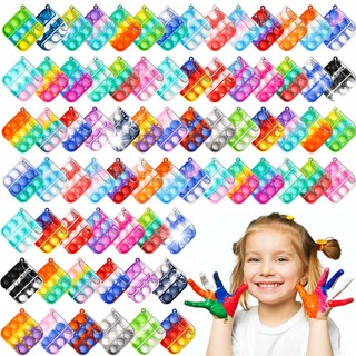 Pop it Móc Khóa Đồ Chơi pop it fidget Bằng Silicon Nén Bong Bóng Gắn Ngón Tay
