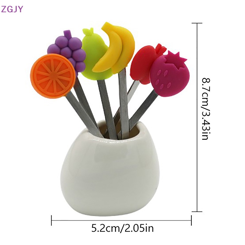 Nĩa Ăn Trái Cây Mini Bằng Thép Không Gỉ Và Silicon Mới