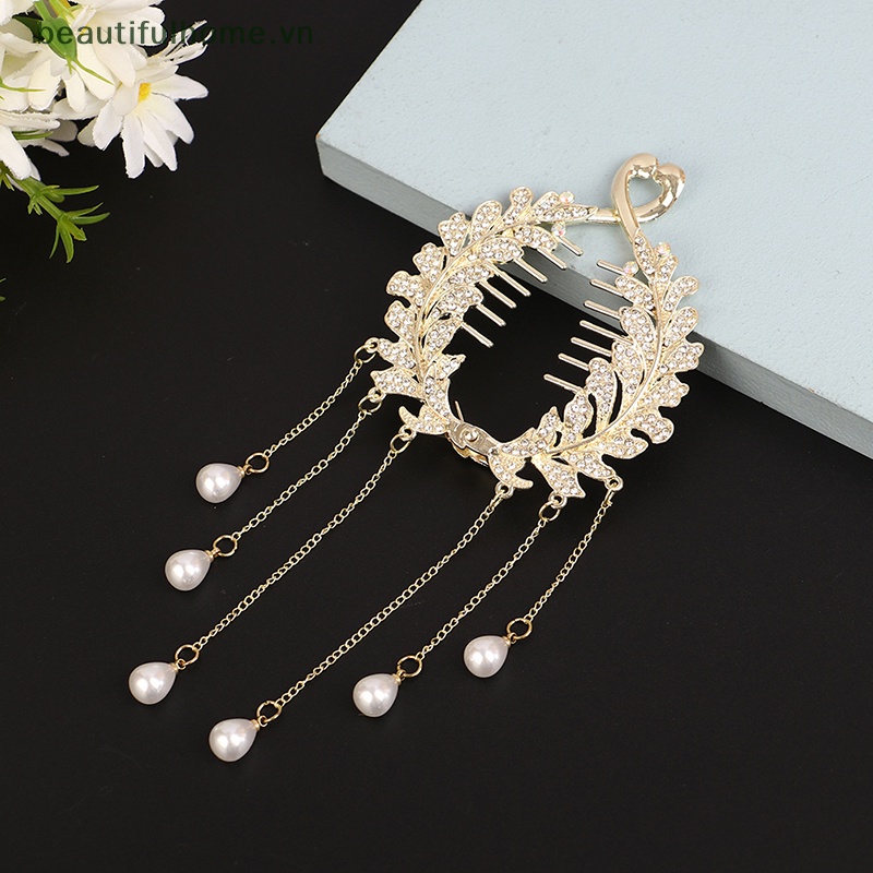 Kẹp Tóc Càng Cua Đính Ngọc Trai Giả Thanh Lịch Cho Nữ