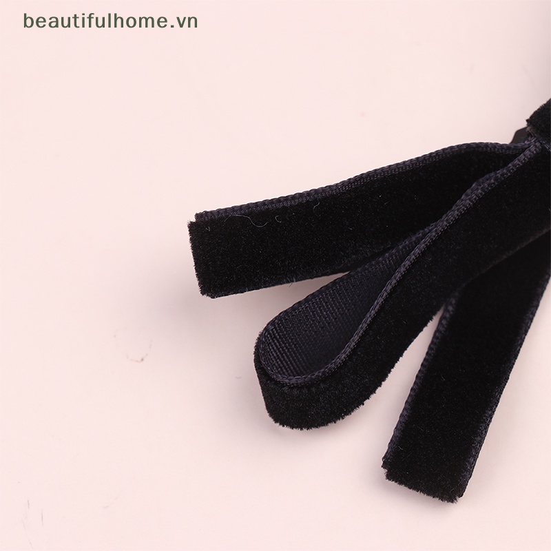 1 Kẹp Tóc Hình Nơ Đen Đính Đá Xinh Xắn