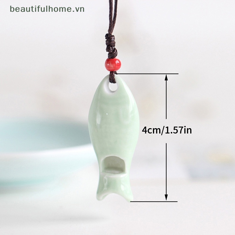 Vòng cổ Mặt Gốm Hình Cá Có Còi Phong Cách Retro