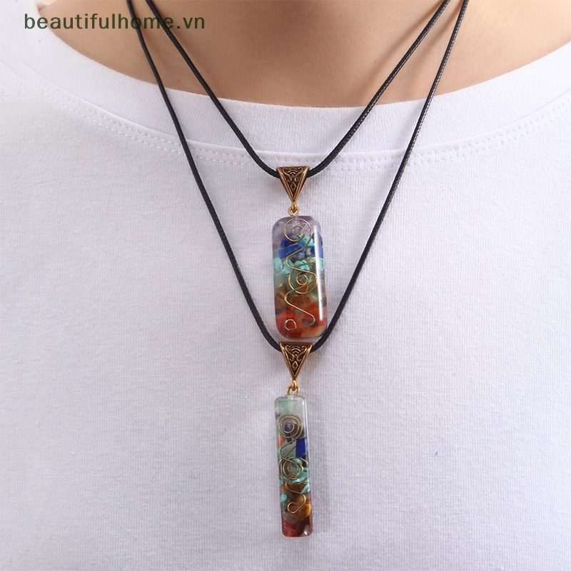 Mặt Vòng cổ Bằng Đá Tự Nhiên 7 Luân Xa Dùng Thiền Yoga