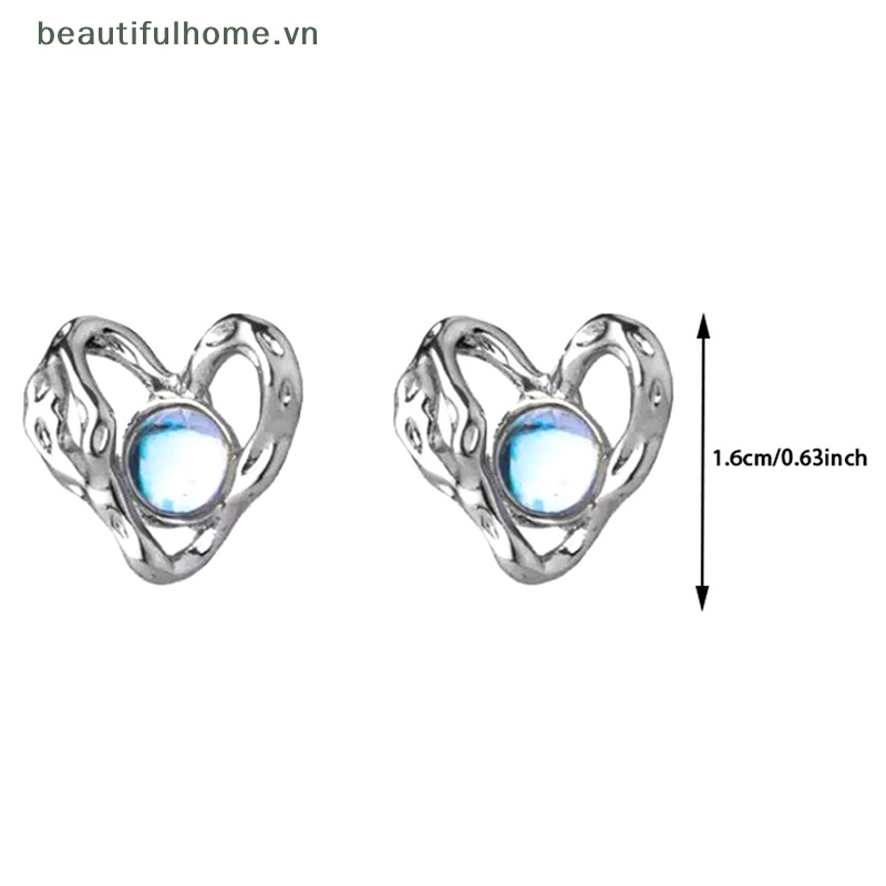 [beautifulhome] Bông Tai Kim Loại Hình Trái Tim Đơn Giản Thời Trang Mới Lấp Lánh Dành Cho Nữ [beauty]