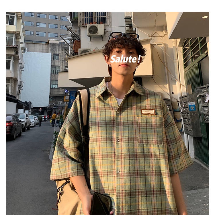 Áo Sơ Mi Tay Ngắn Phong Cách Thời Trang Đường Phố Nhật Bản Mới Cho Nam