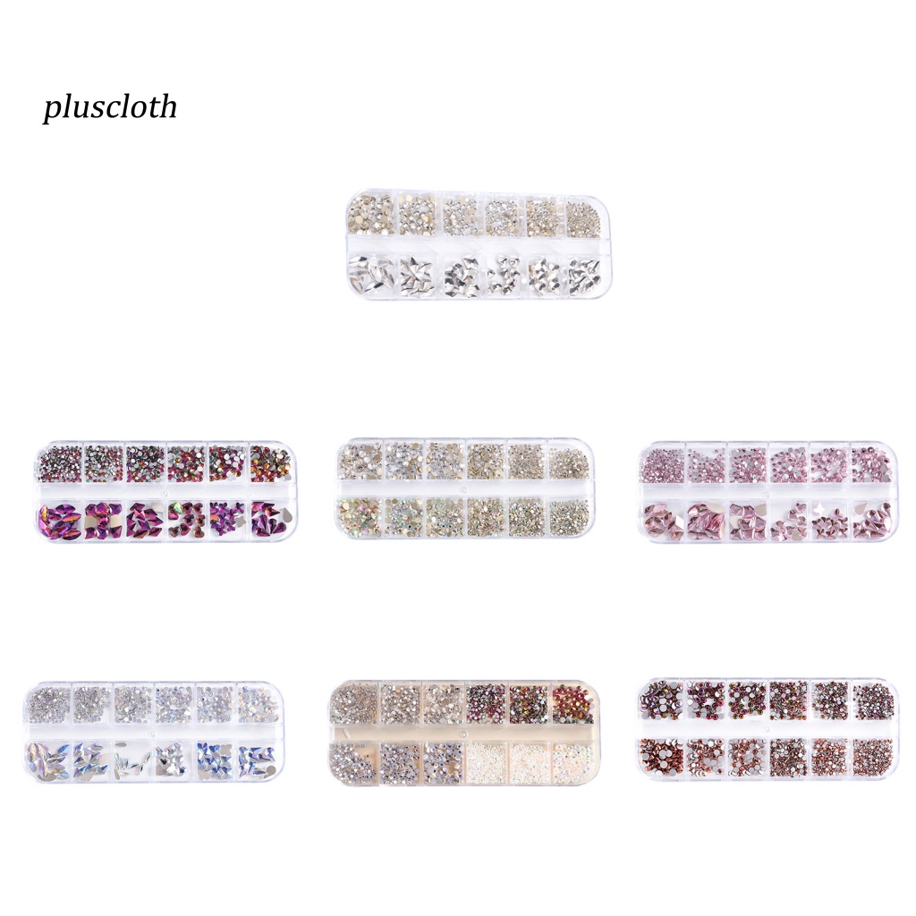 1 Hộp Hạt Nhựa 12 Ô Tạo Hiệu Ứng 3D Trang Trí Móng Tay