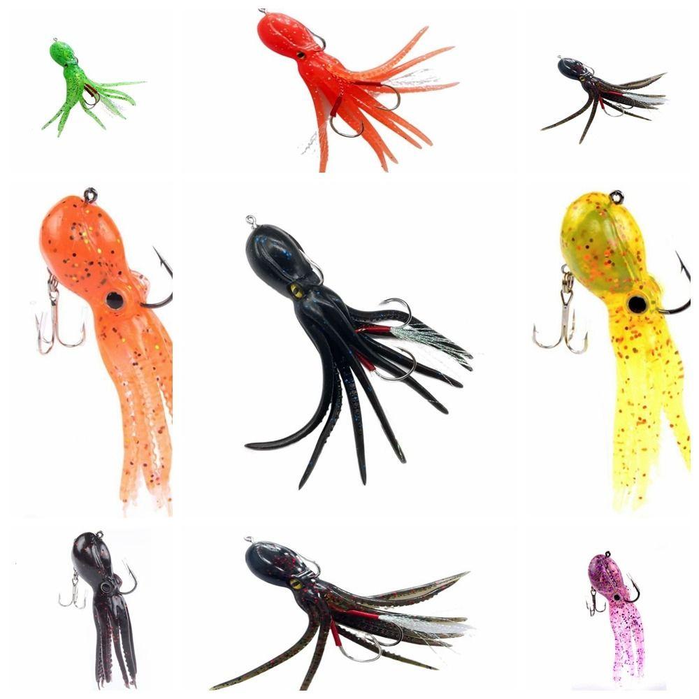 Mồi Câu Cá Giả Hình Bạch Tuộc Bằng Silicon Mềm Kèm Móc Câu