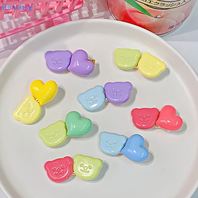 Kẹp Tóc Hình Chú Gấu Hoạt Hình Màu Kẹo Ngọt Dành Cho Nữ