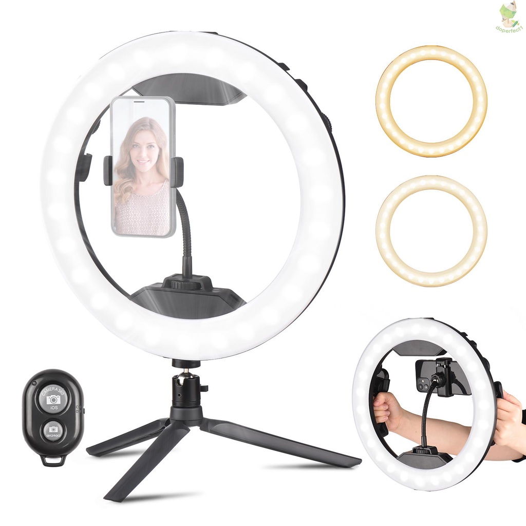 12 Inch Handheld Ring Light LED Video Light 3200K-5500K Dimmable Built-in Battery Dual Backside Handles with Desktop Tri   Came-6.5