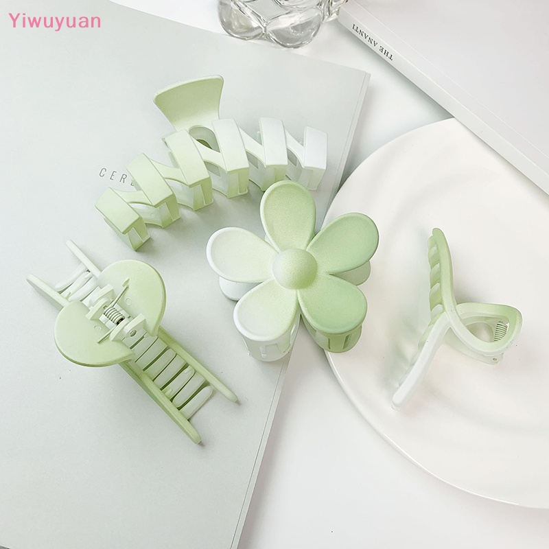Kẹp Tóc Móng Vuốt Cá Mập Lớn Màu Xanh Lá Mùa Hè Thanh Lịch Thời Trang Cho Nữ < Yiwuyuan > Mới