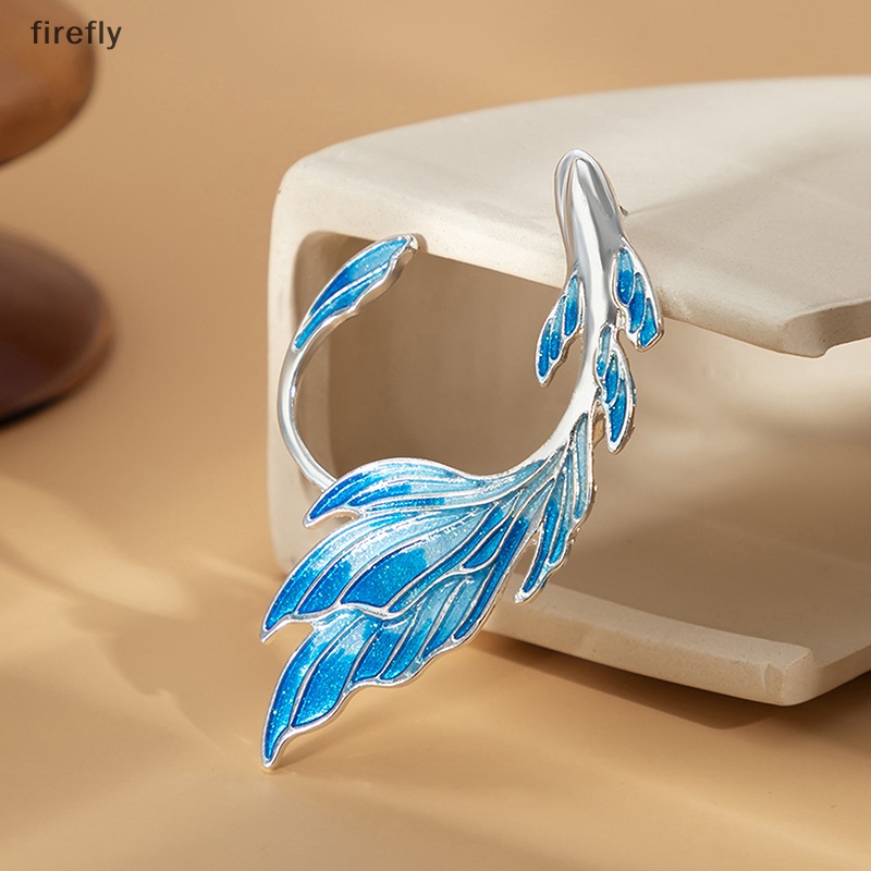 Bông Tai Kẹp Vành Tai Hình Cá Màu Gradient Xanh Dương Sáng Tạo Thời Trang Cho Nữ