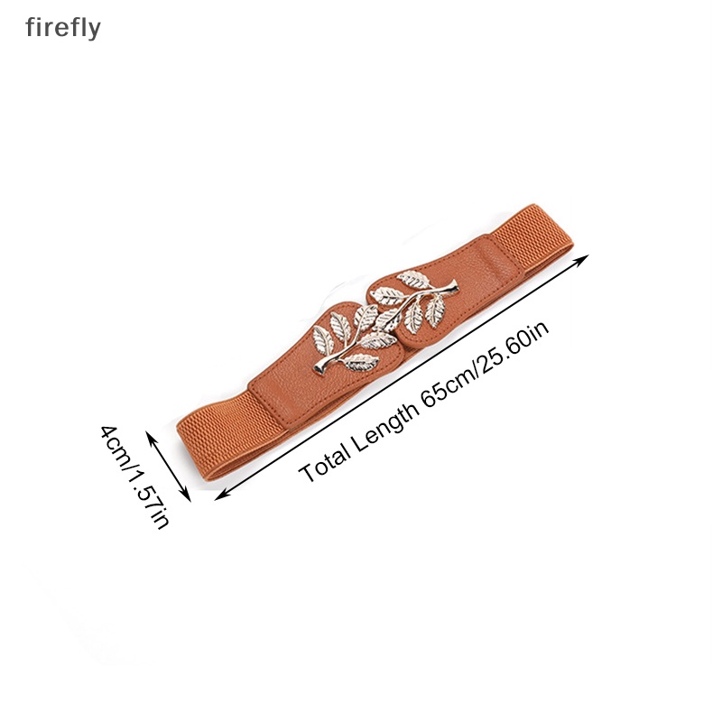 [firefly] Thắt Lưng Da Co Giãn Họa Tiết Lá Kim Loại Retro Thời Trang Cho Nữ